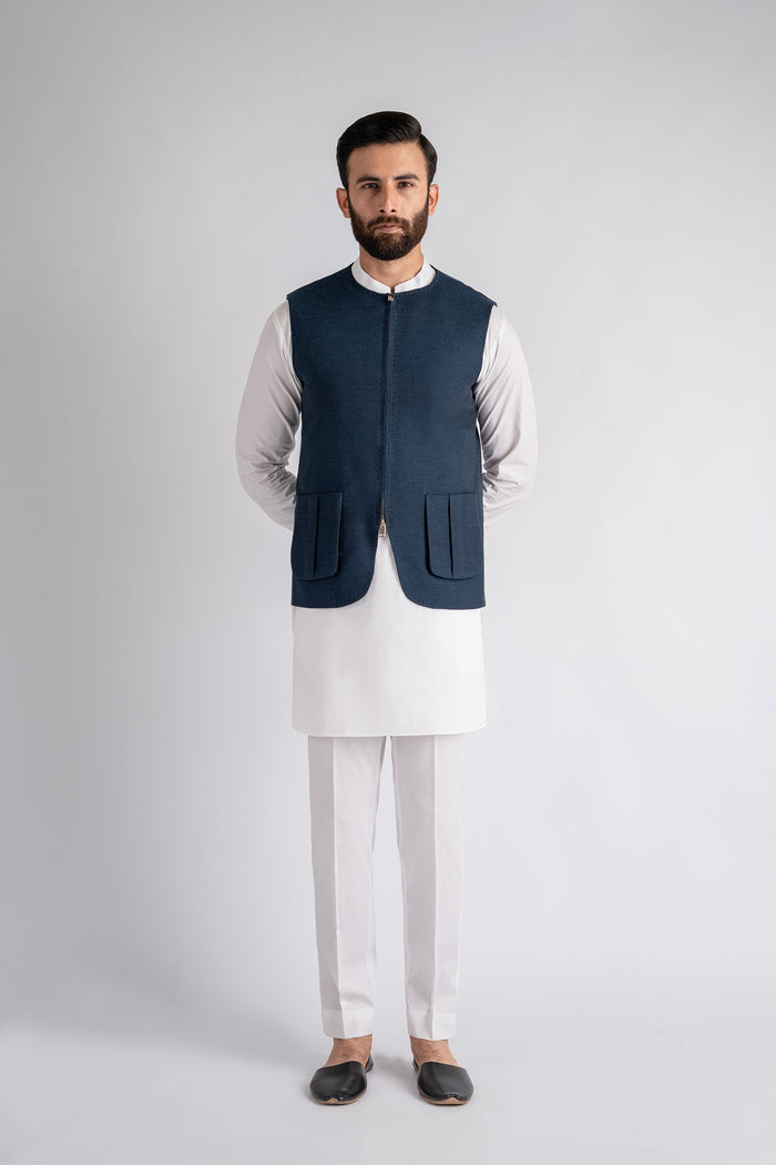 Handloomed-Waistcoat-Blue