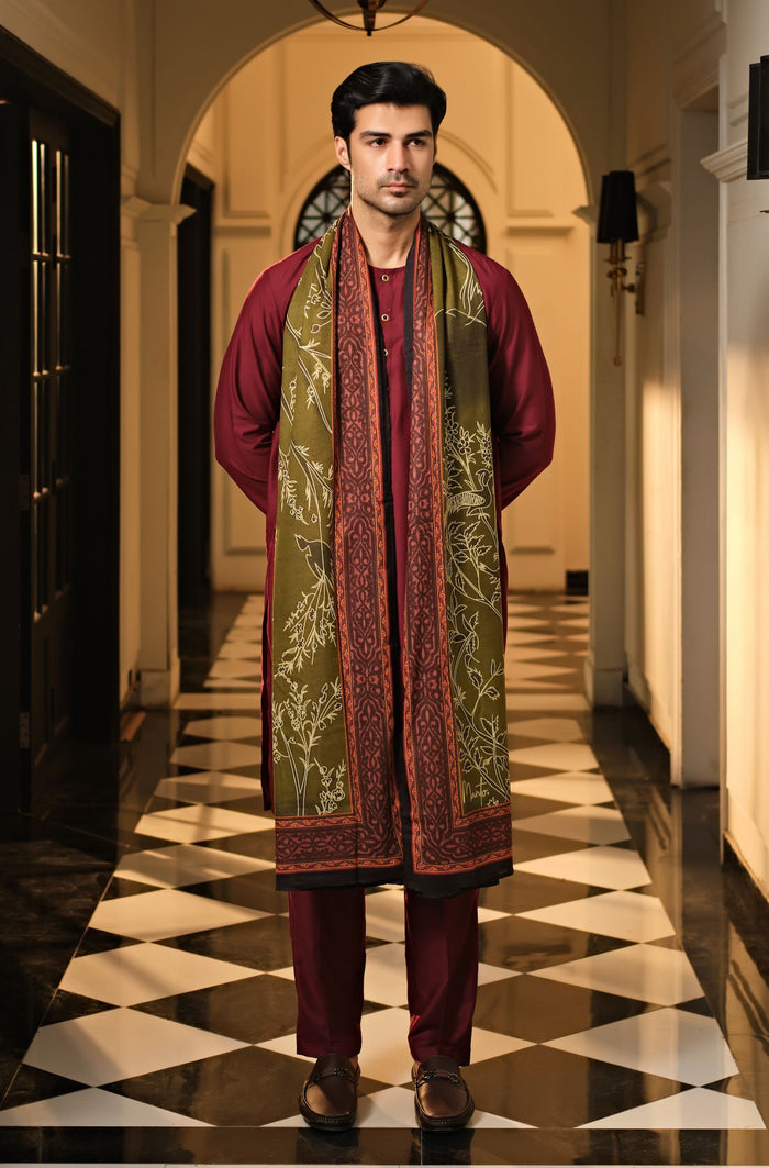 Gumaan Odhni - Shaded Olive Green
