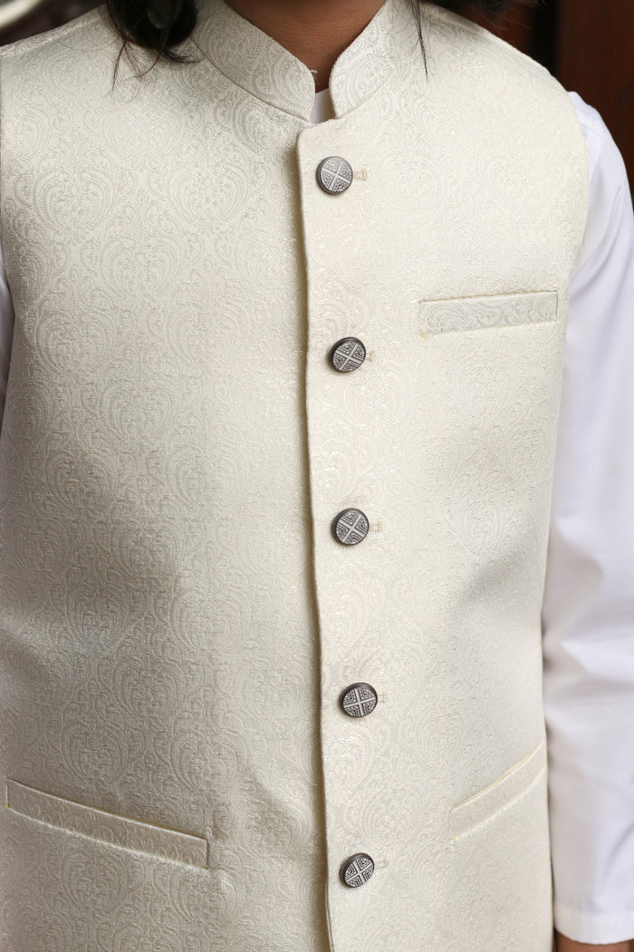 Off White Jamawar Boys Waistcoat