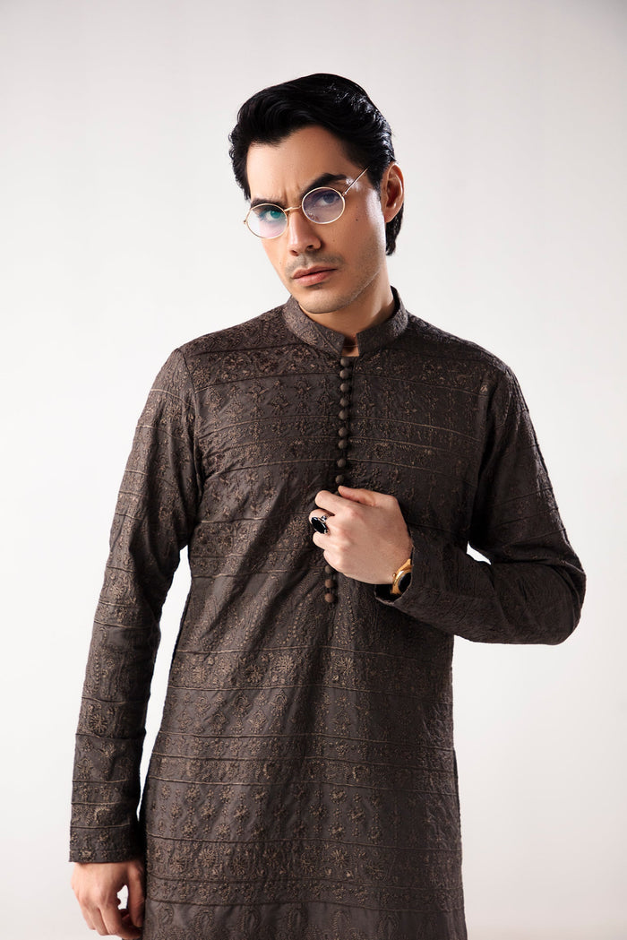 Charcoal Grey Deewan Kurta Pajama
