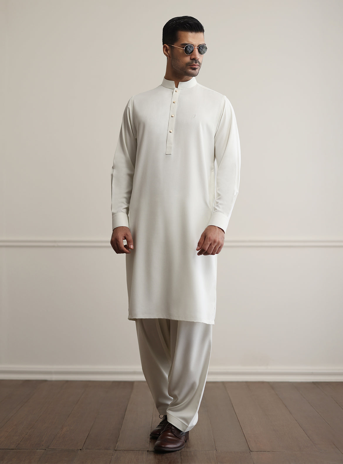 Cream Classic Kameez Shalwar