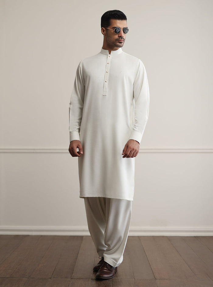 Cream Classic Kameez Shalwar
