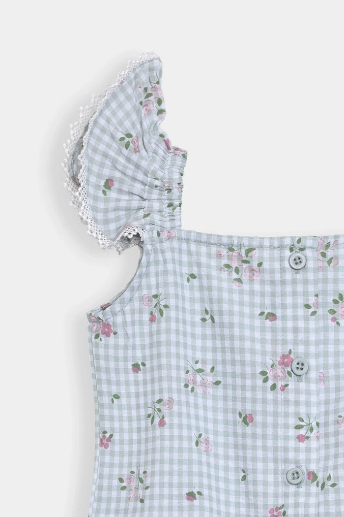 Green Printed Peplum Top & Capris Co-ord Set