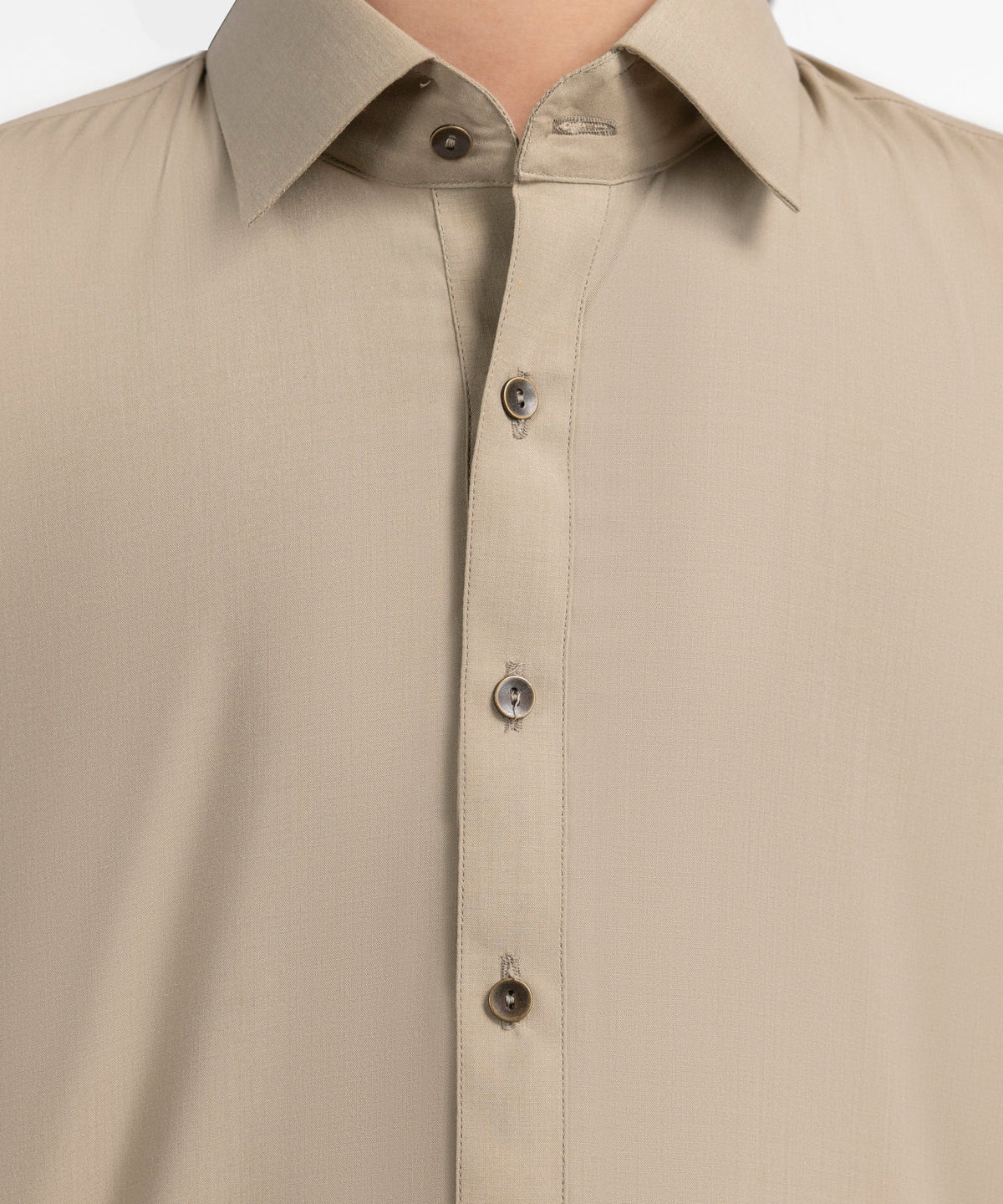 Beige Plain Kameez Shalwar