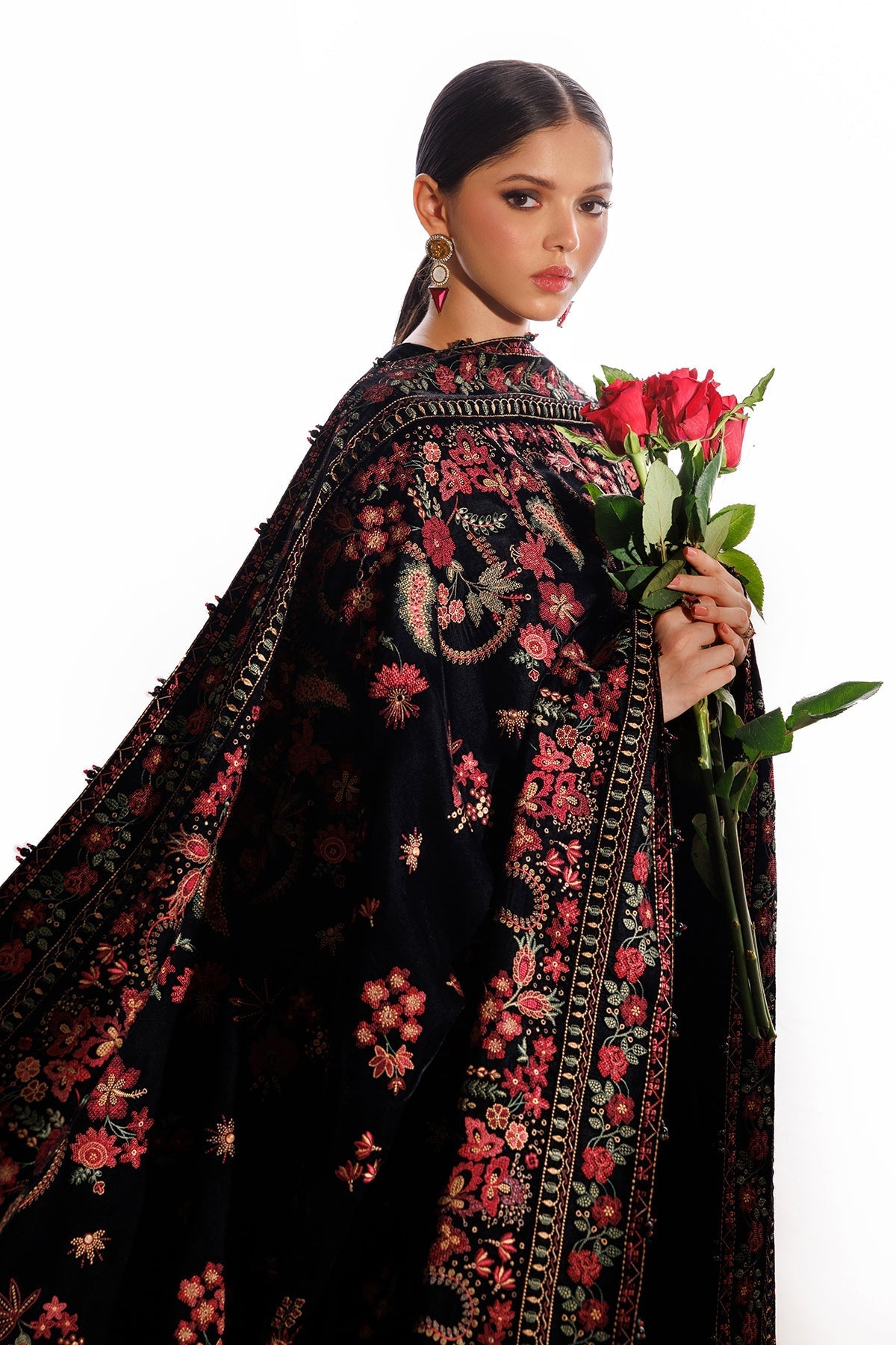 Embroidered Velvet Shawl VS-67
