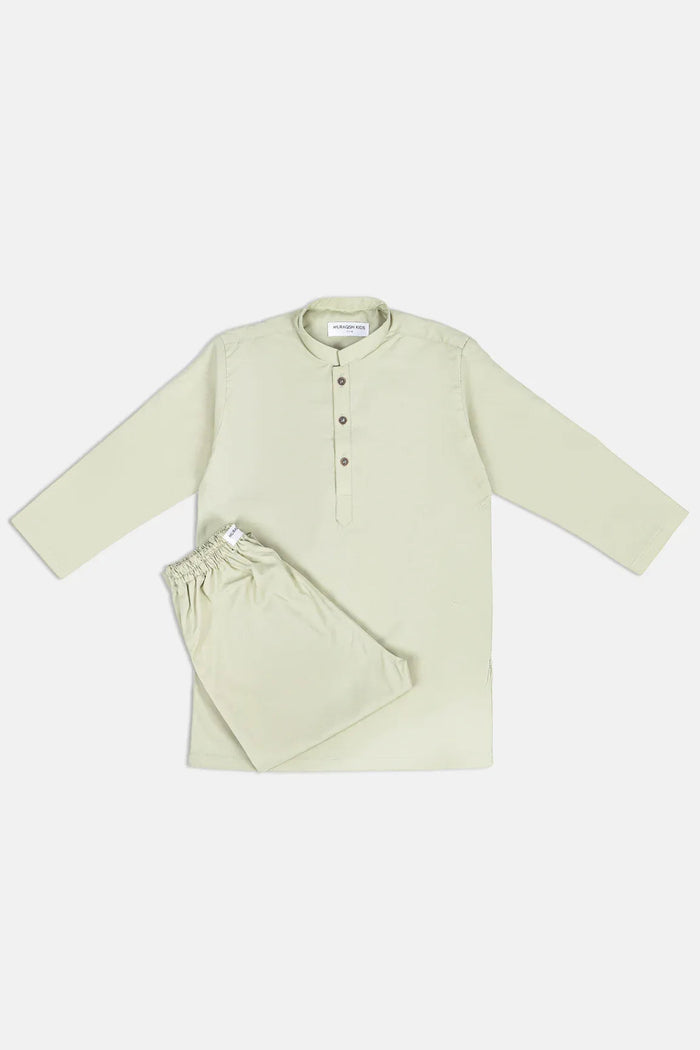 Mint Green Blended Kurta Trouser - Kids
