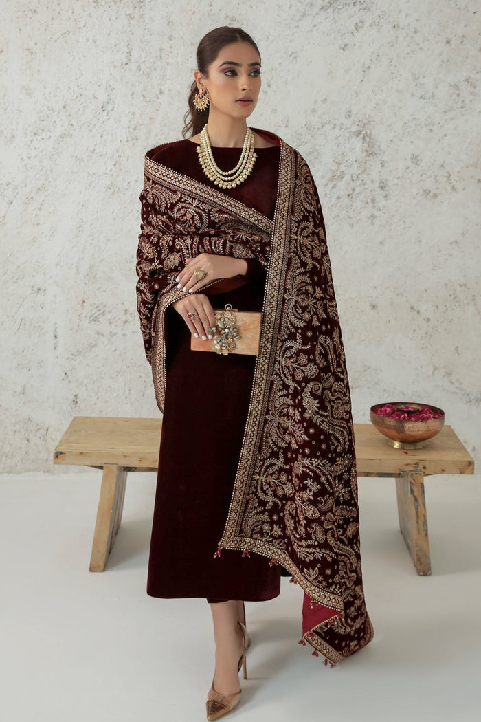 Embroidered Velvet Shawl VS-32