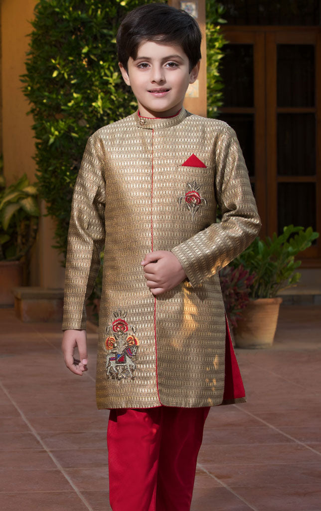 Embroidered Jamawar Sherwani Suit