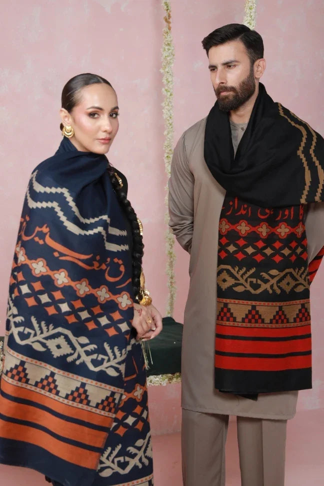 Aghaaz Weaved Shawl - Blue