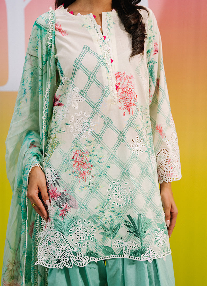 Printed Embroidered 3 Piece Suit 17093
