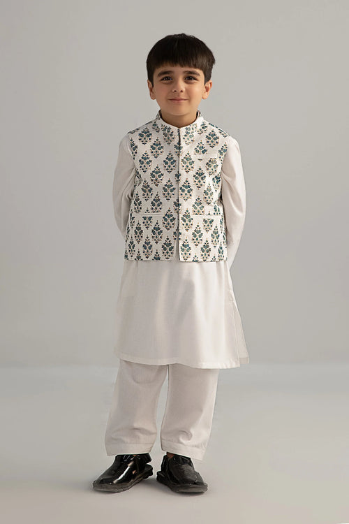 3 Piece Printed Blended Suit