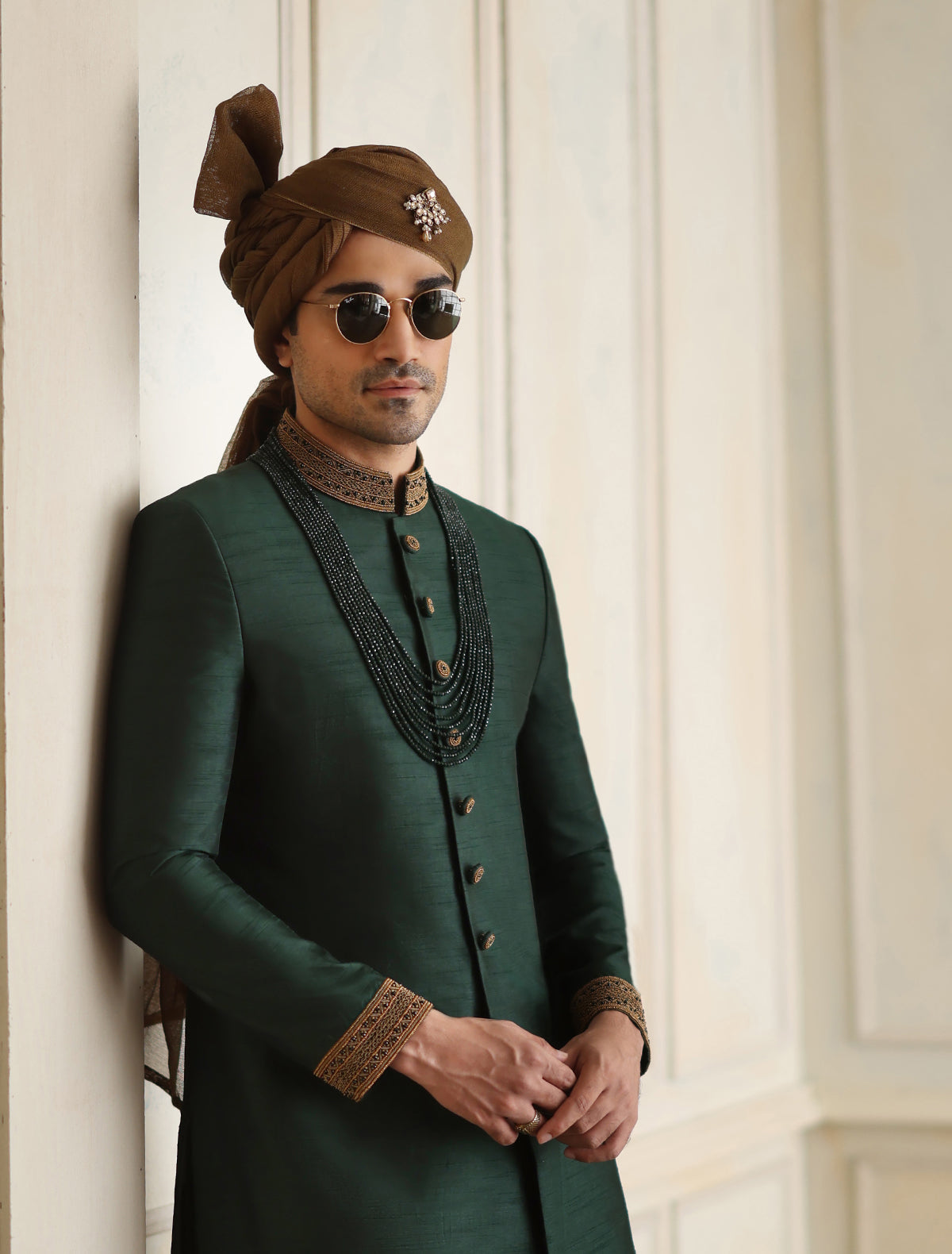 Brown Turban with Brouch