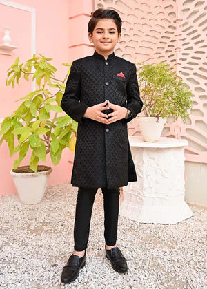 Black Jamawar Sherwani