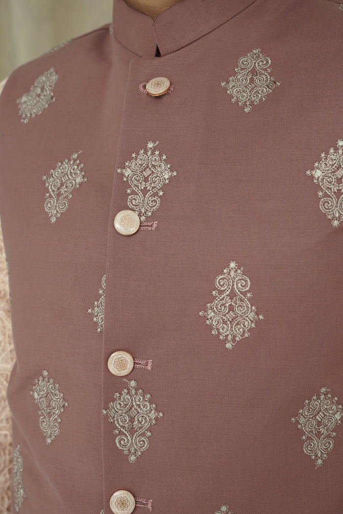 Red Embroidery Boys Waistcoat