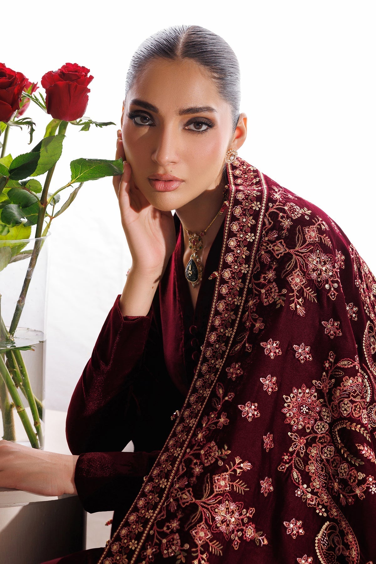 Embroidered Velvet Shawl VS-69