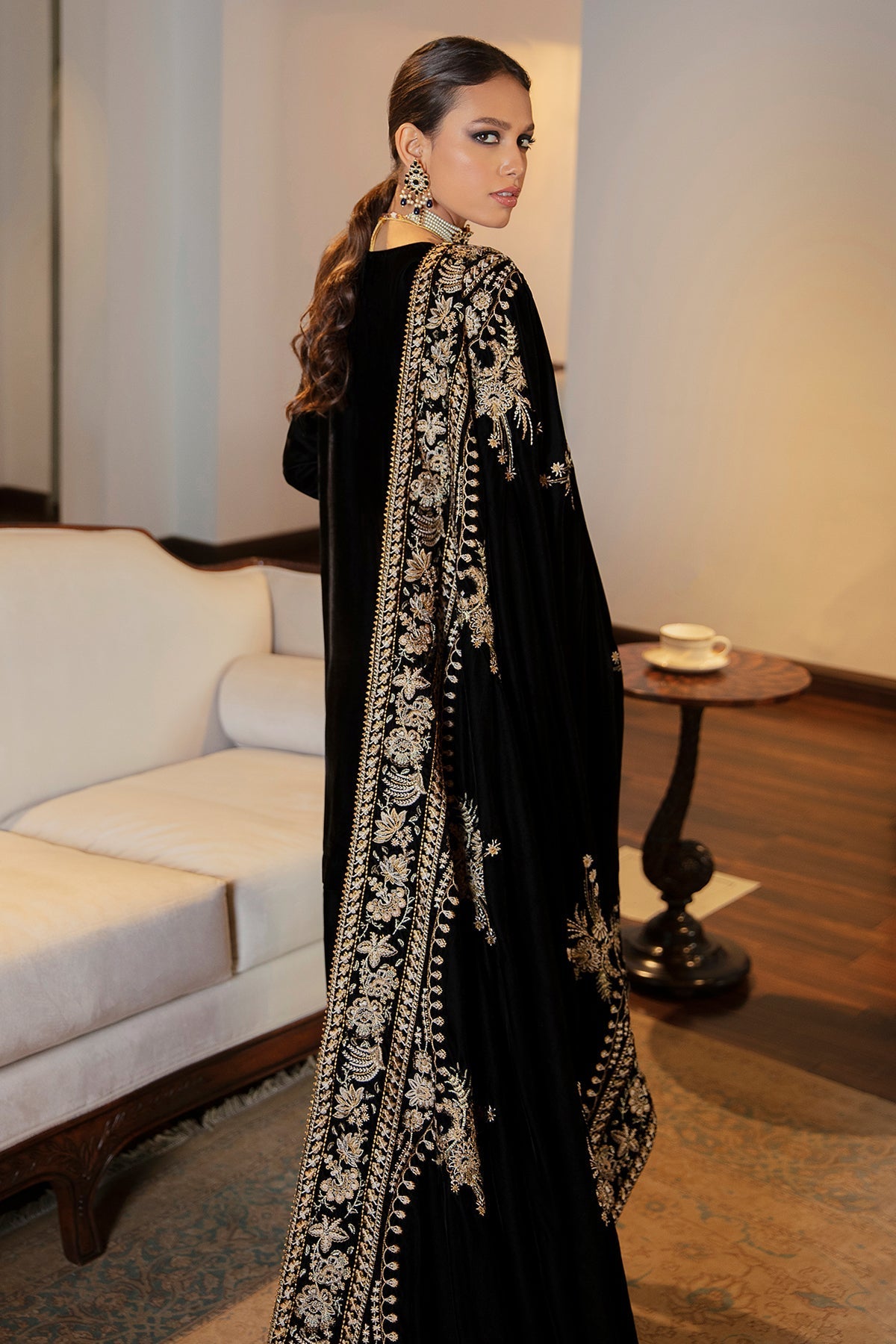 Embroidered Velvet Shawl VS-24