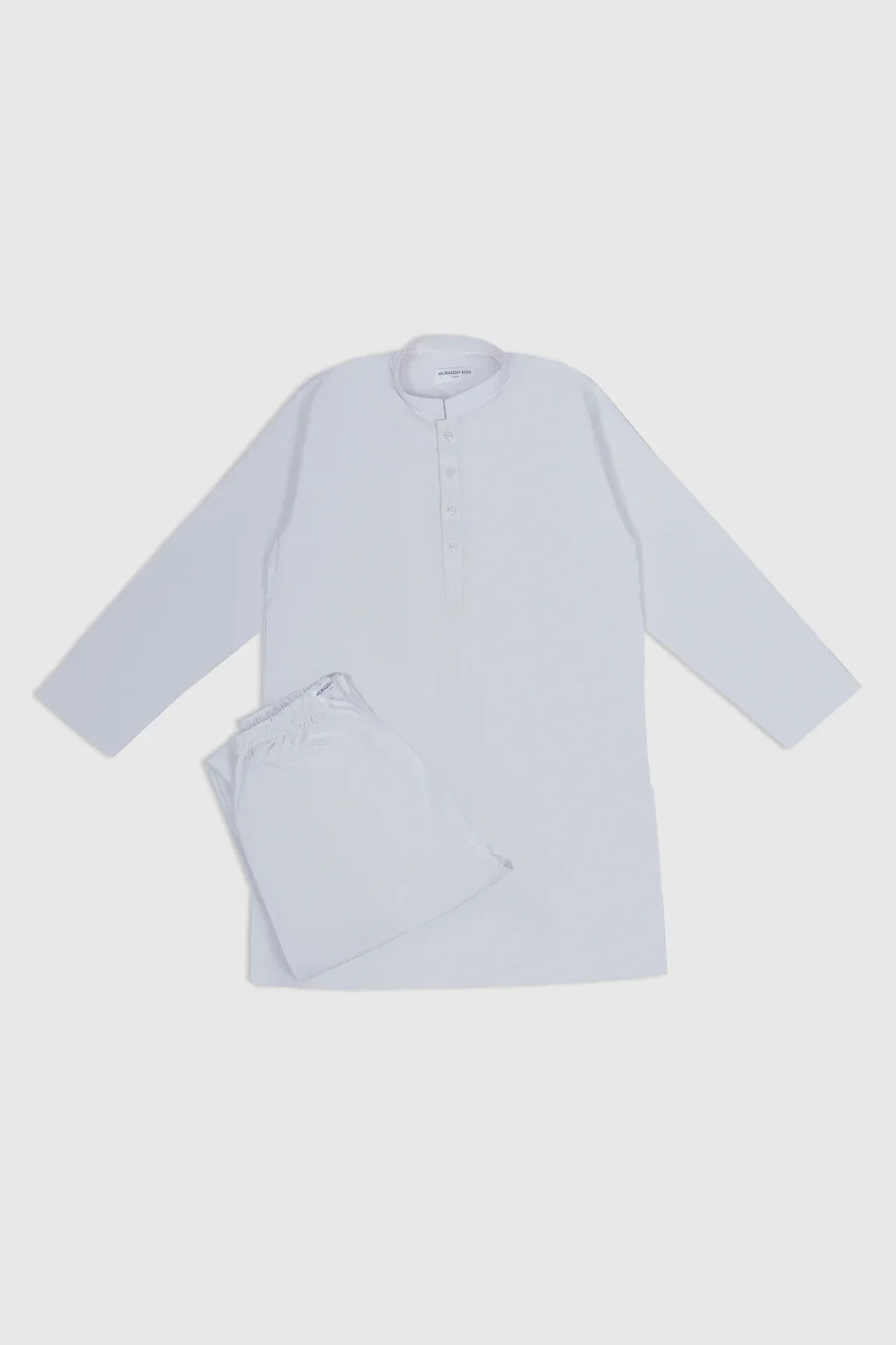 Off White Blended Kurta Trouser - Kids