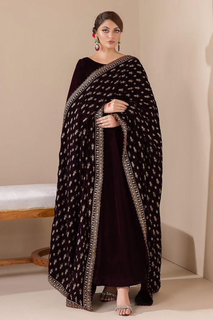 Embroidered Velvet Shawl VS-42