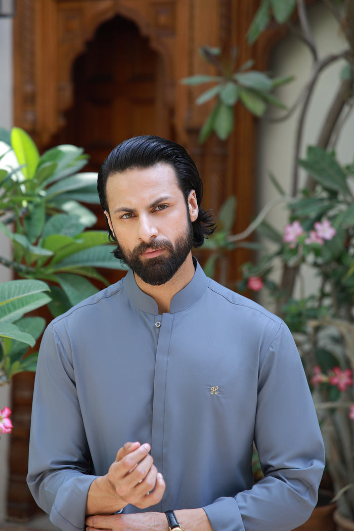 Slate Grey Wash N Wear Kurta Pajama