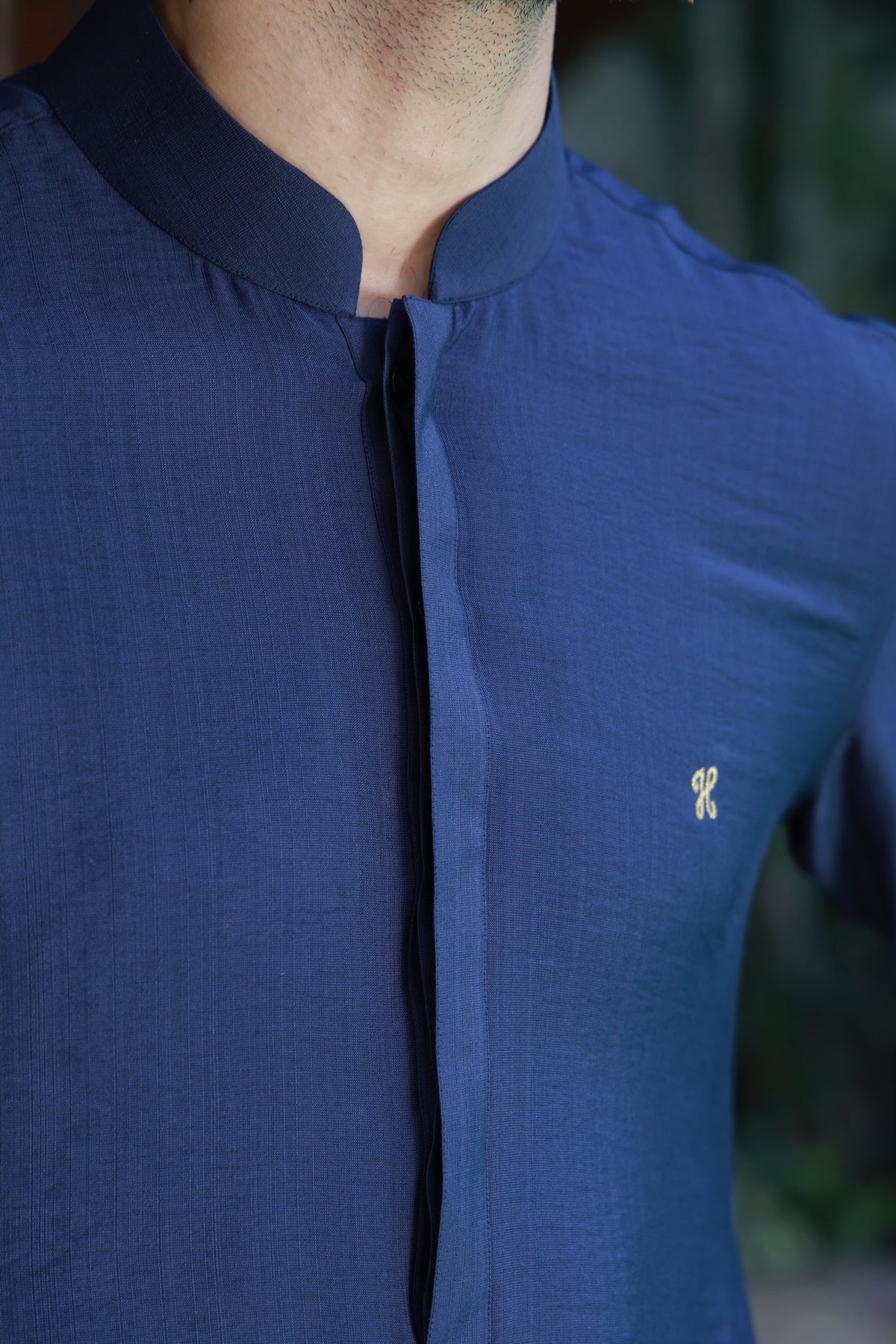 Navy Blue Linen Silk Kurta Pajama