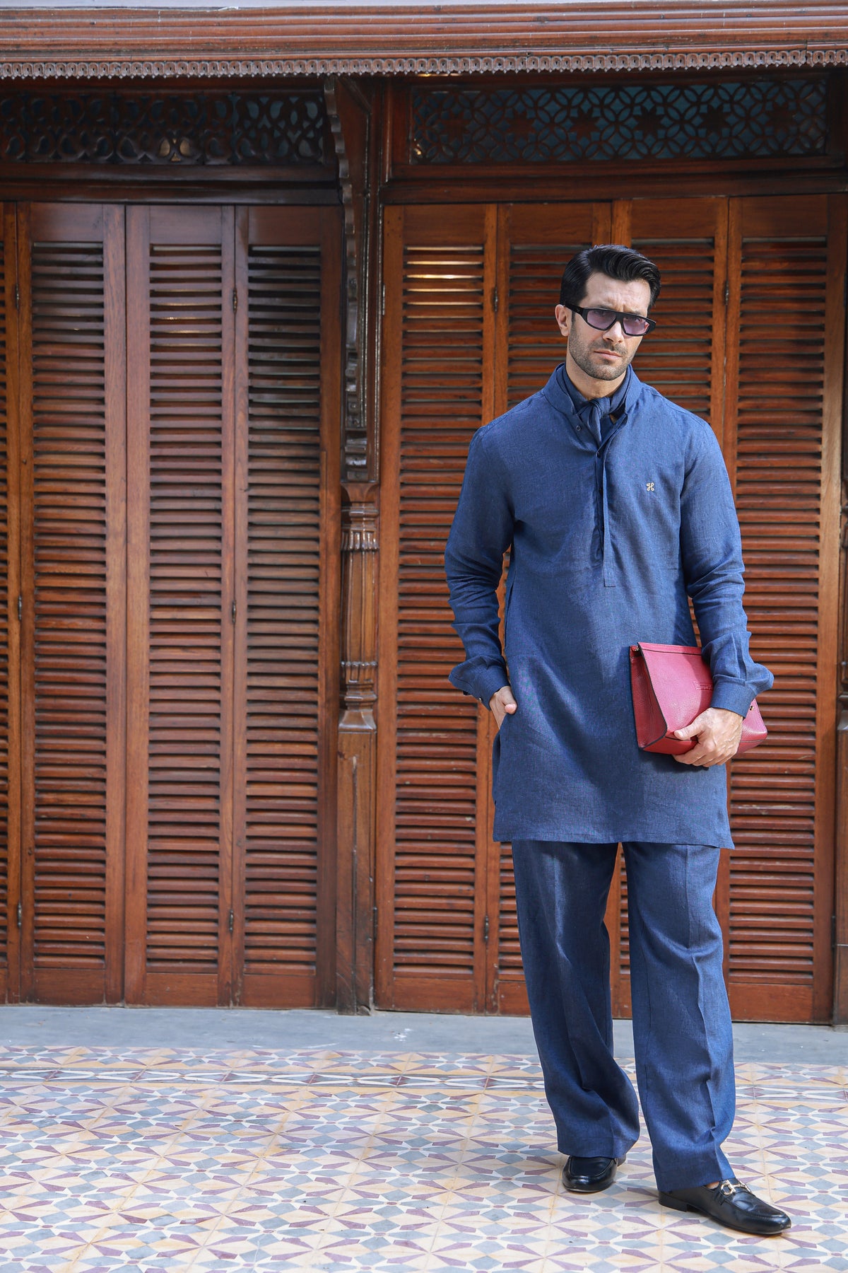 Space Blue Linen Kurta Pajama