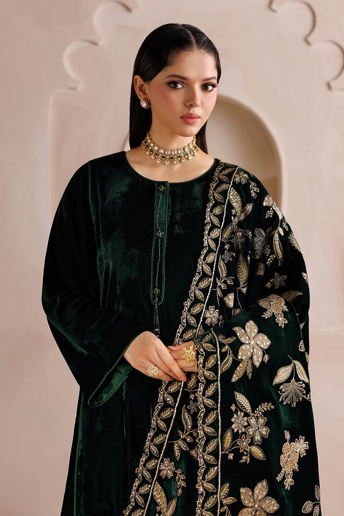 Embroidered Velvet Shawl VS-65