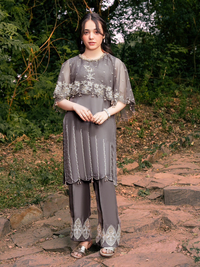 Silk Embroidered Jacket Set