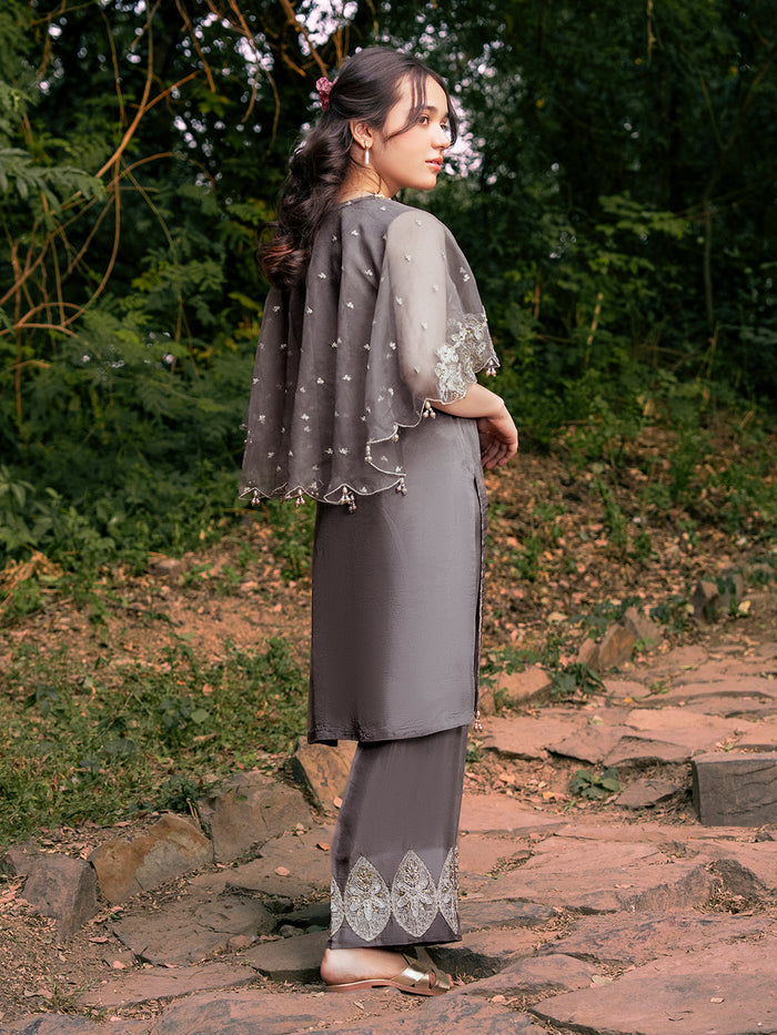 Silk Embroidered Jacket Set