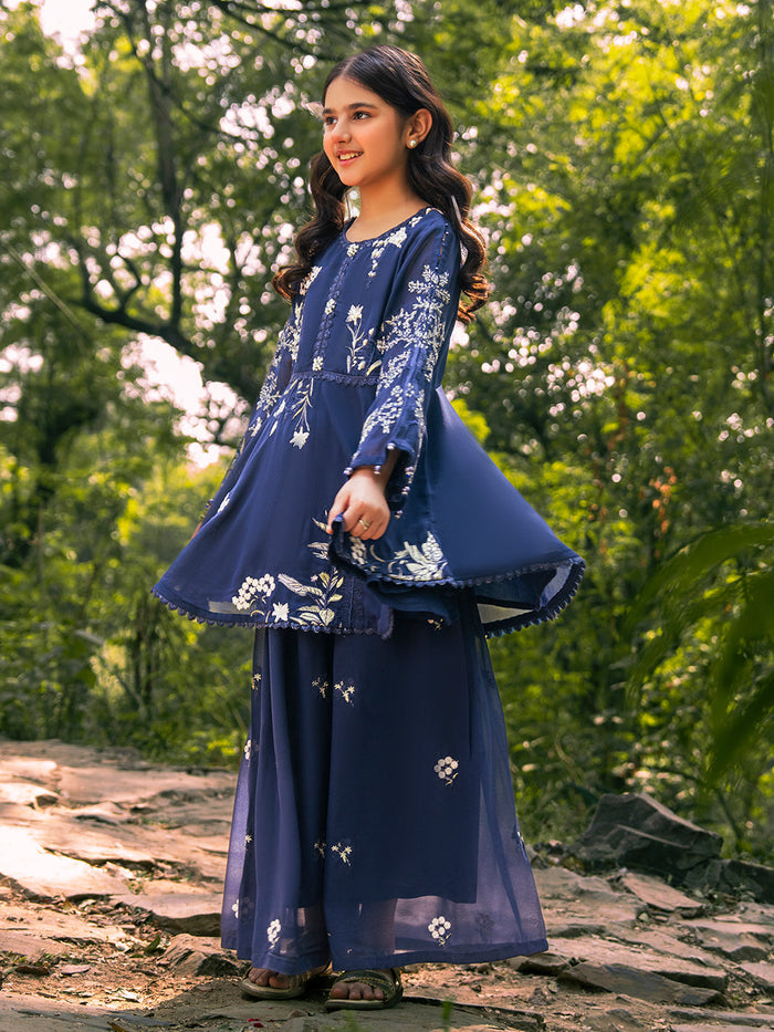Chiffon Embroidered Peplum Set