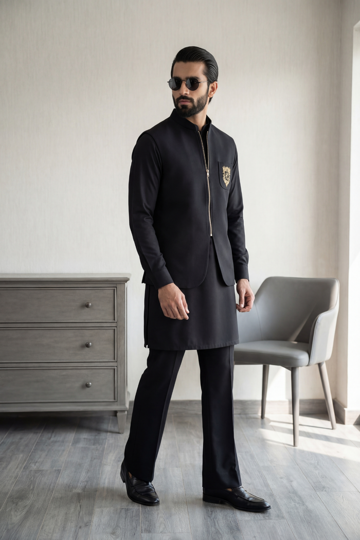 Black Zip-Front Waistcoat