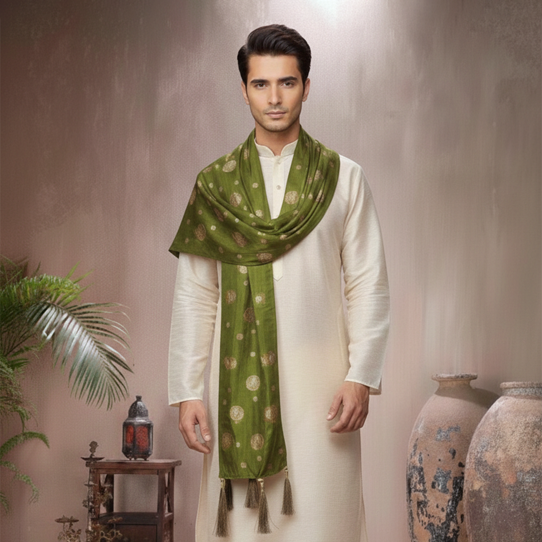 Chiffon Mehndi Green Stole