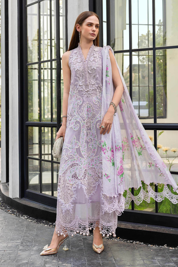 3 Piece Unstitched Embroidered Lawn Suit (Lilac) | EL-26-12