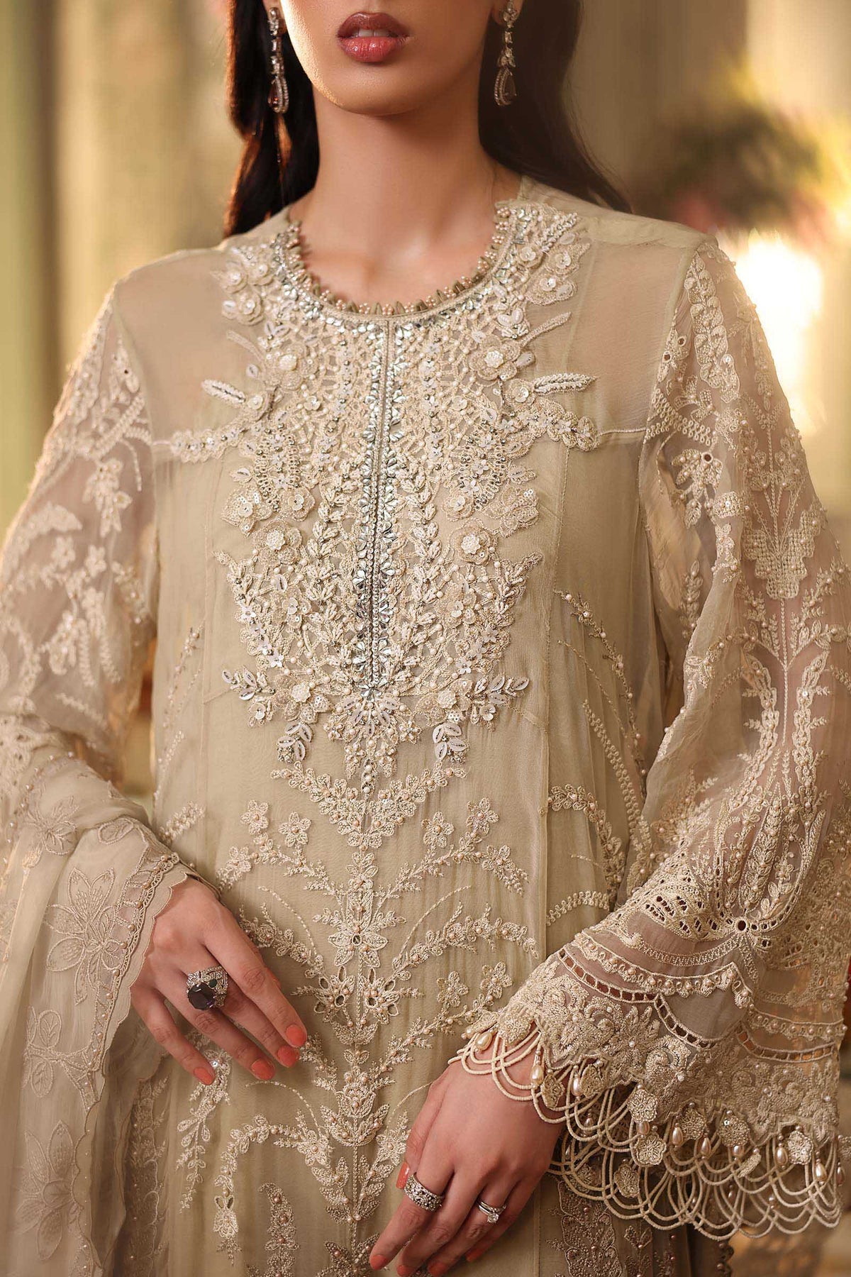 3 Piece Unstitched Embroidered Chiffon Suit