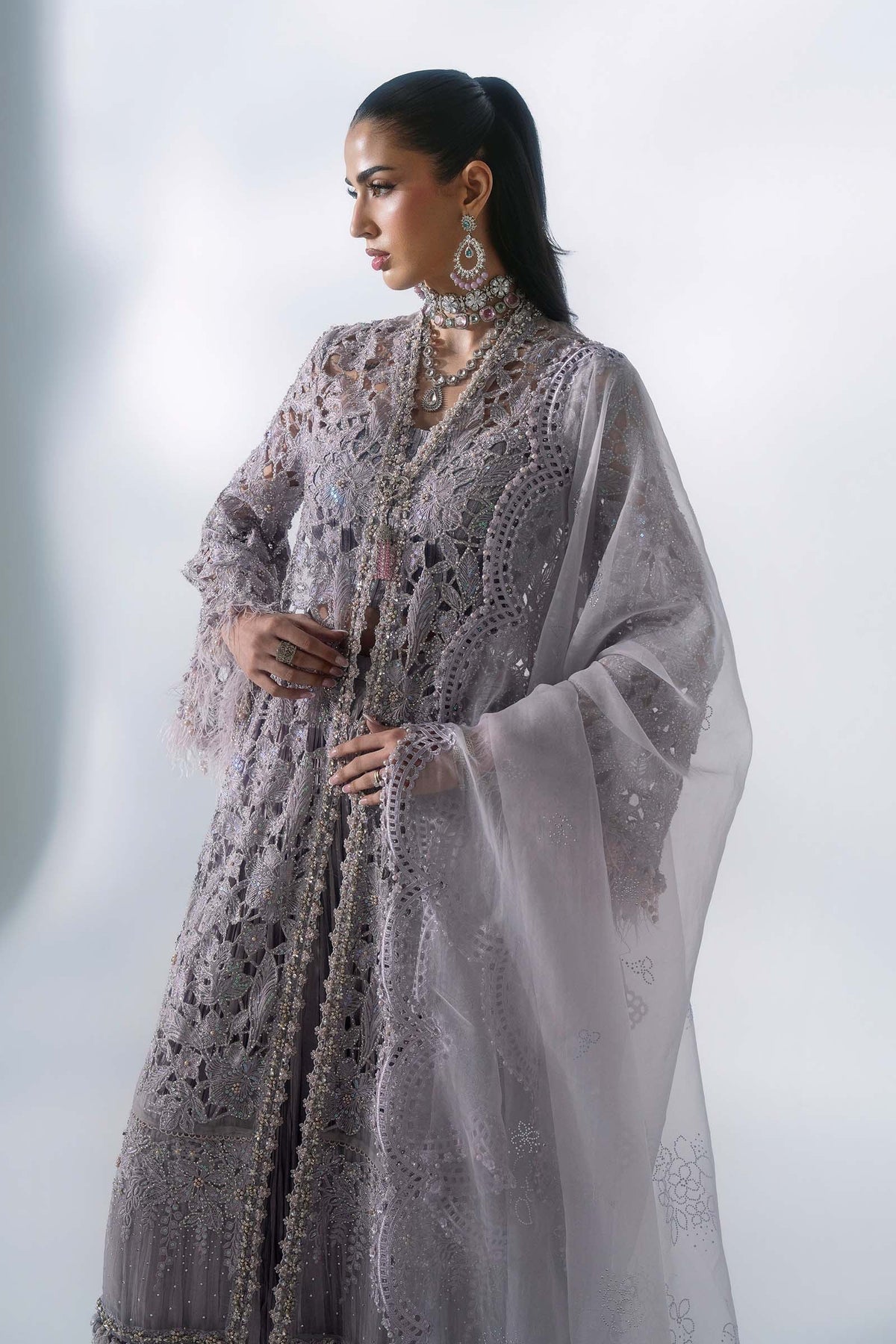 BD-3105 Lilac Embroidered Organza Suit