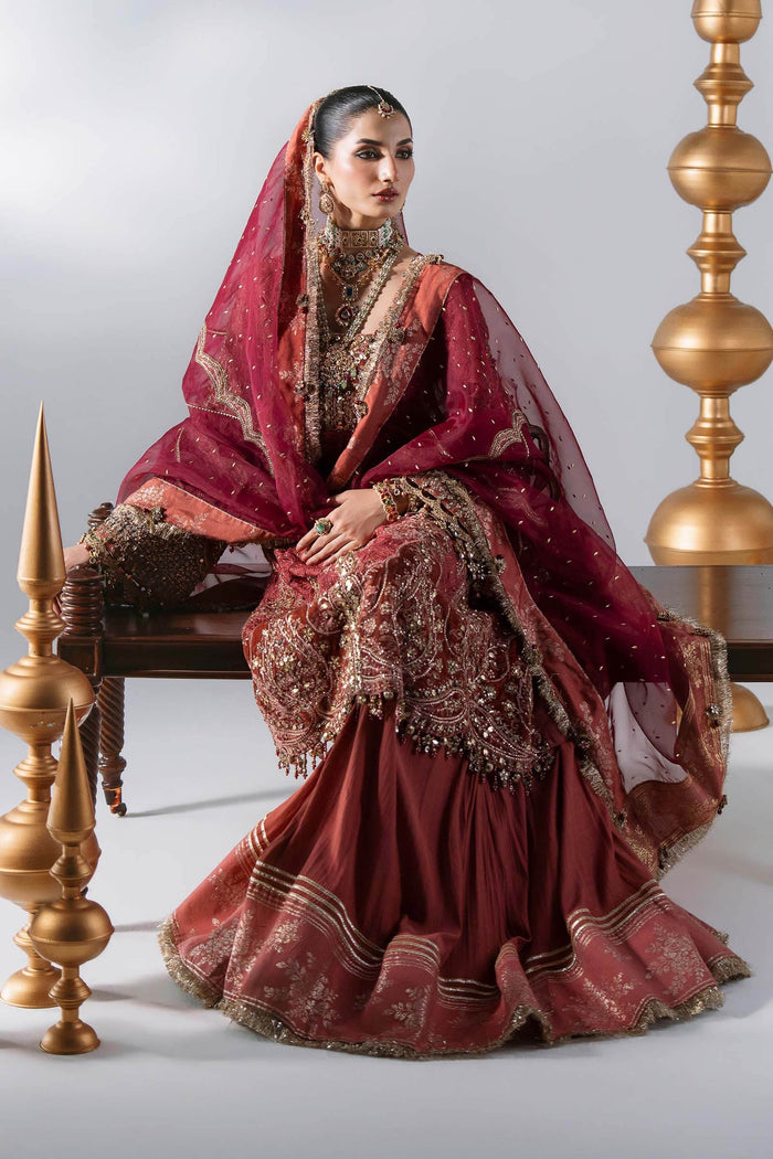 BD-3108 Salmon Pink Embroidered Organza Suit