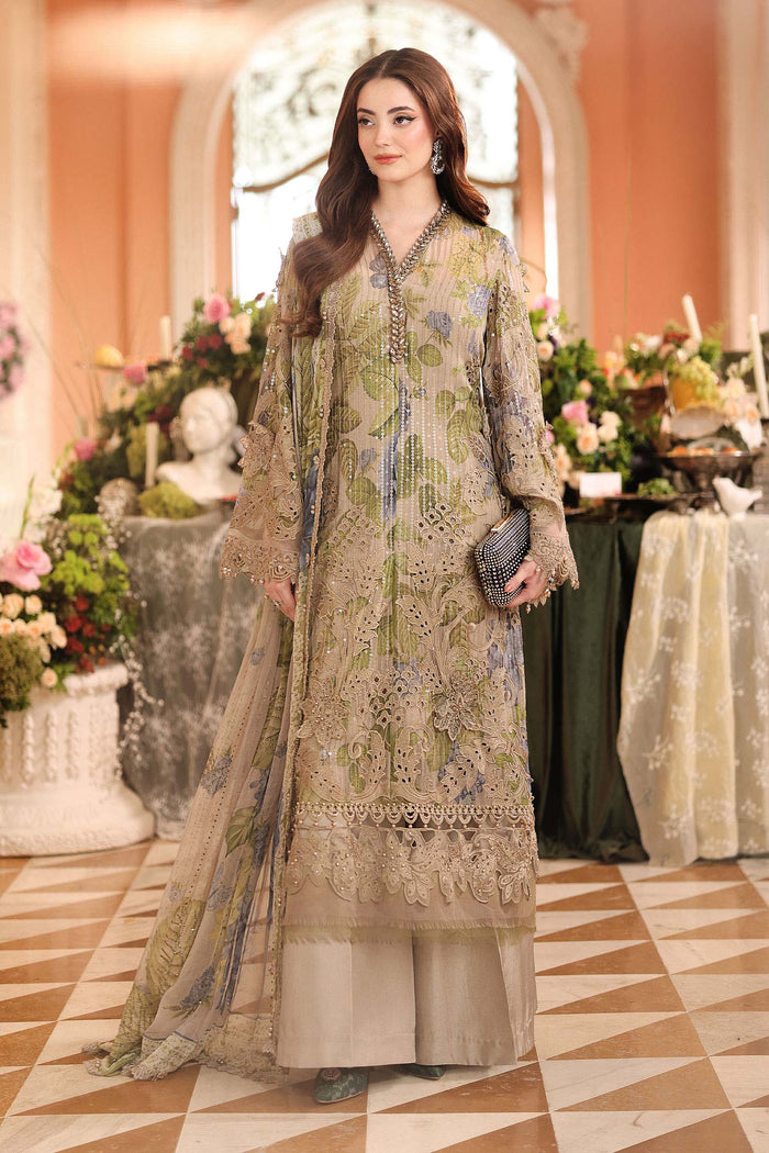 3 Piece Unstitched Embroidered Chiffon Suit