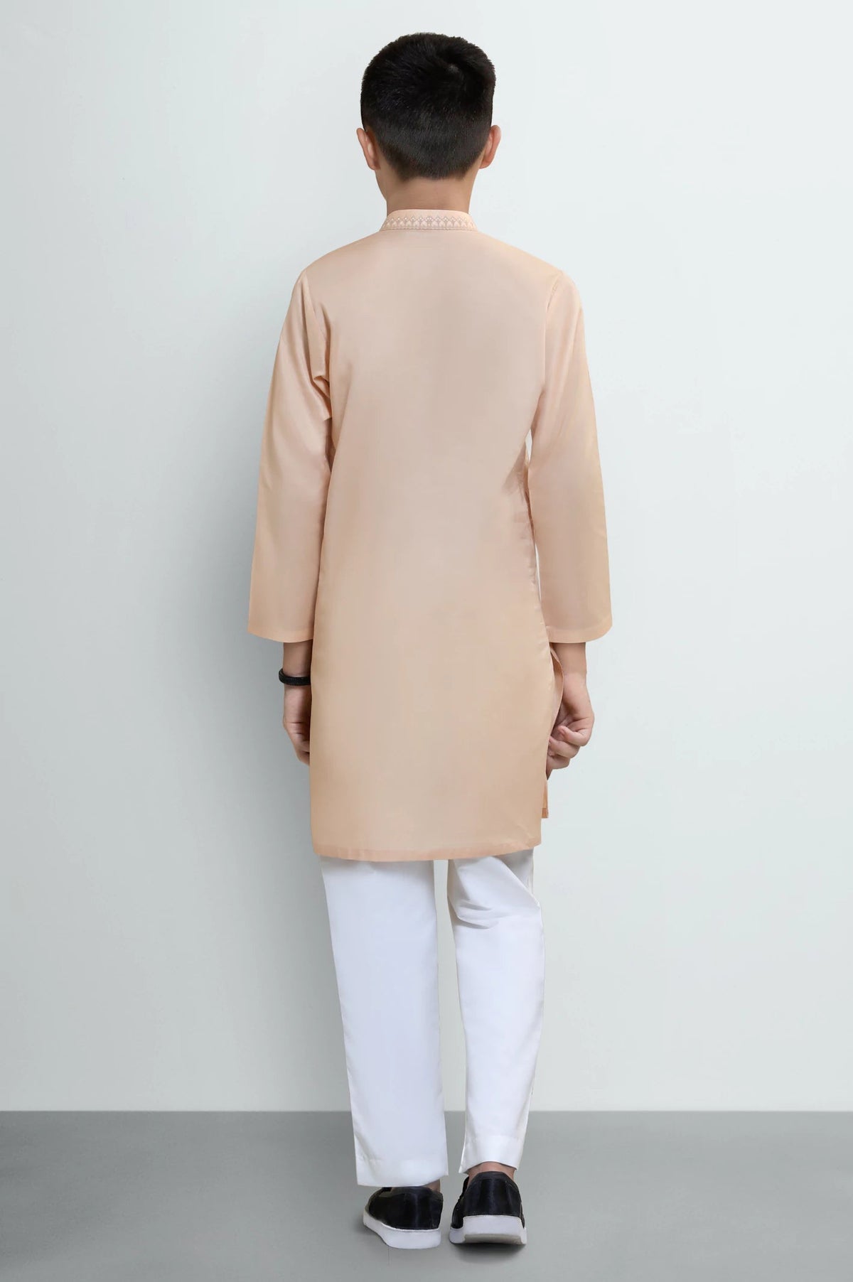 Peach Boys Screen Printed Kurta Pajama