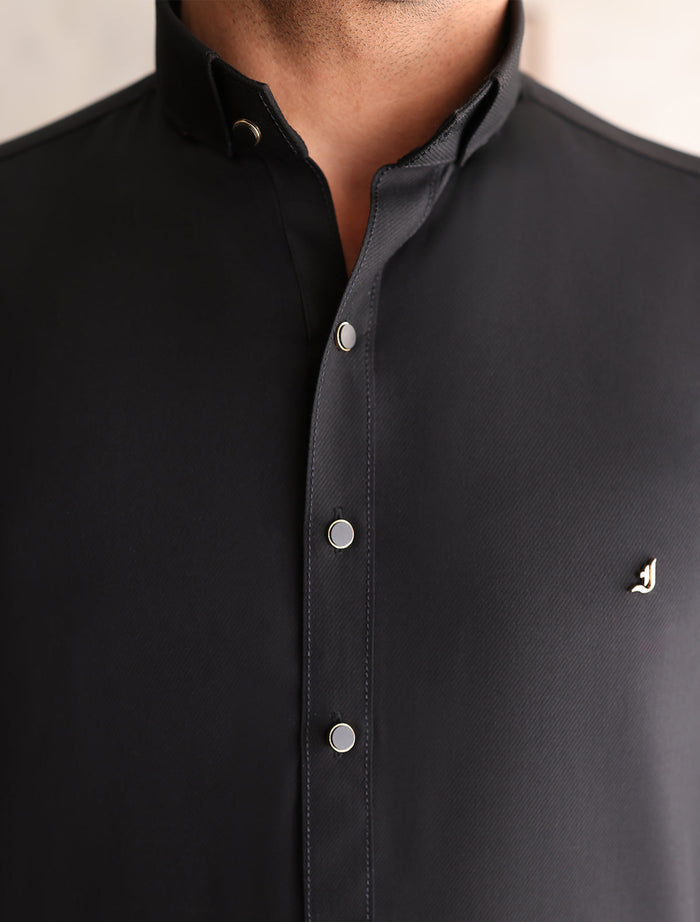 Black Textured Kurta Pajama