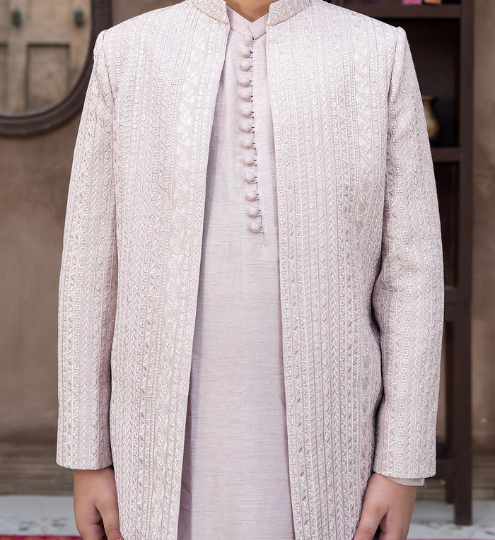Prince Coat Open Lining Embriodery Tea Pink
