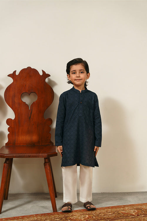 Navy Blue Chikankari Kurta Set