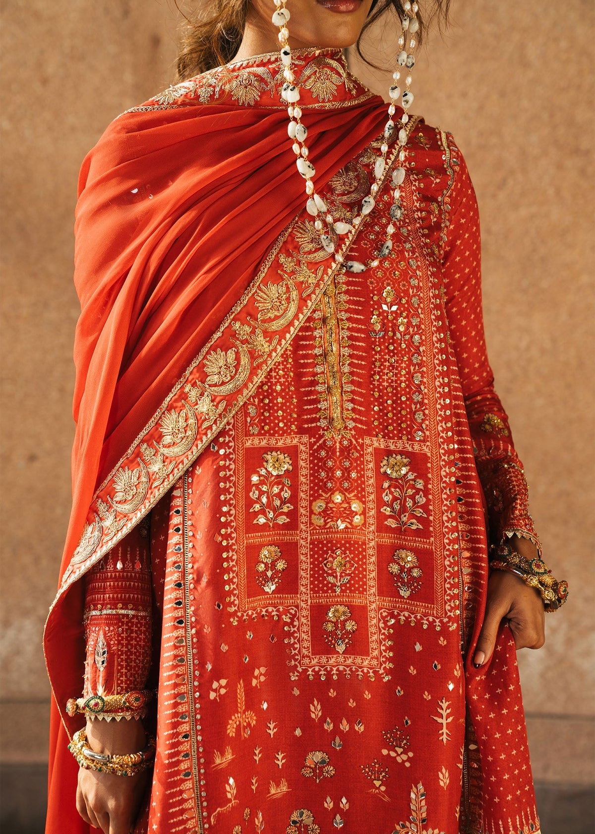 Patakha Scarlet 3 Piece Tussal Silk