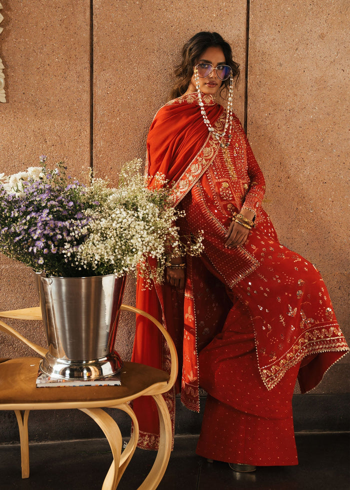 Patakha Scarlet 3 Piece Tussal Silk