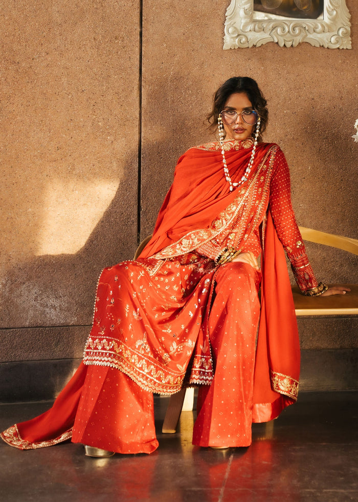 Patakha Scarlet 3 Piece Tussal Silk