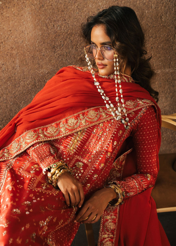 Patakha Scarlet 3 Piece Tussal Silk