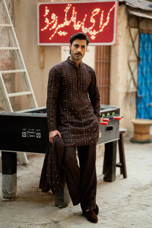Sheesh - Posh Dark Brown Kurta Pajama