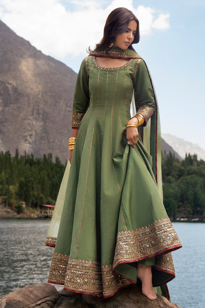 3-PC Stitched Embroidered Raw Silk CMA-6-475