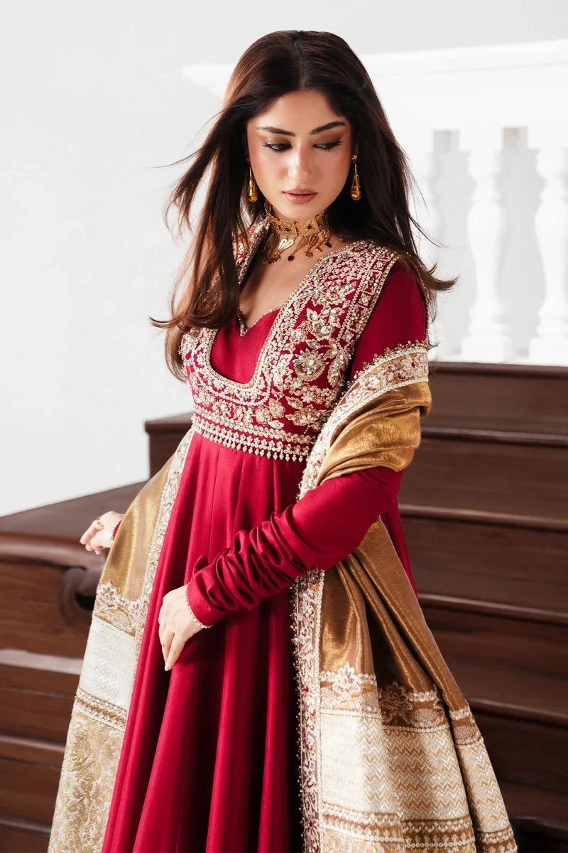 Rayan Festive Pishwas with Sharara & Copper Chanderi Dupatta | Saad Bin Shahzad Festive Pret ’26