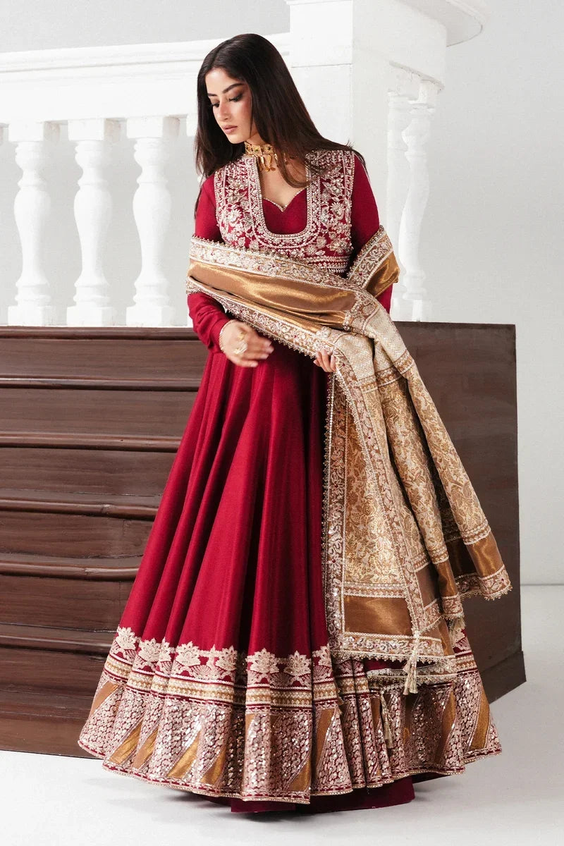 Rayan Festive Pishwas with Sharara & Copper Chanderi Dupatta | Saad Bin Shahzad Festive Pret ’26
