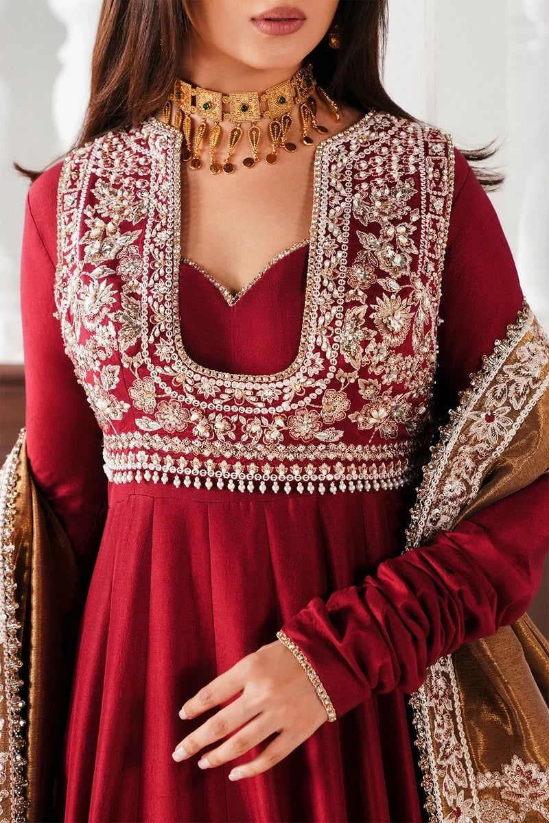 Rayan Festive Pishwas with Sharara & Copper Chanderi Dupatta | Saad Bin Shahzad Festive Pret ’26