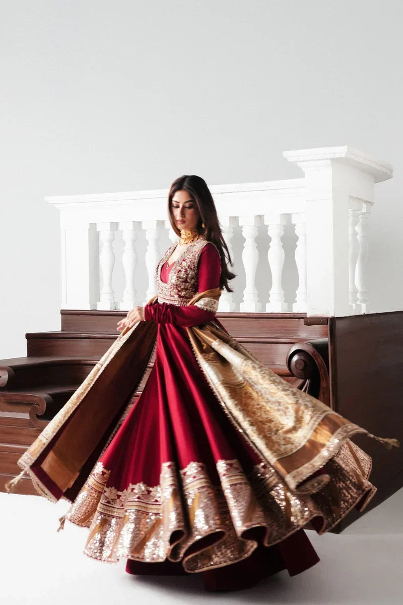 Rayan Festive Pishwas with Sharara & Copper Chanderi Dupatta | Saad Bin Shahzad Festive Pret ’26